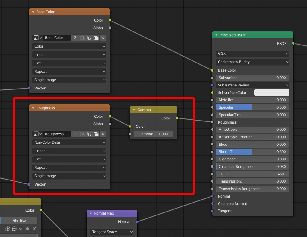 Apply a roughness map into the Principled BSDF of Blender