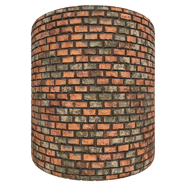 Red Brick Texture with Irregular Surface (Cylinder)