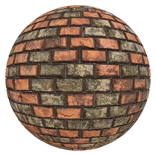Red Brick Texture with Irregular Surface (Sphere)