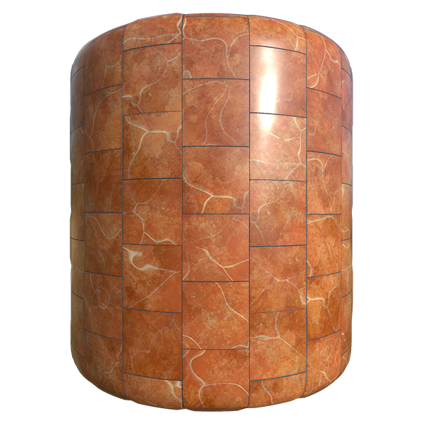 Classical Orange Marble Texture with White Stripes (Cylinder)