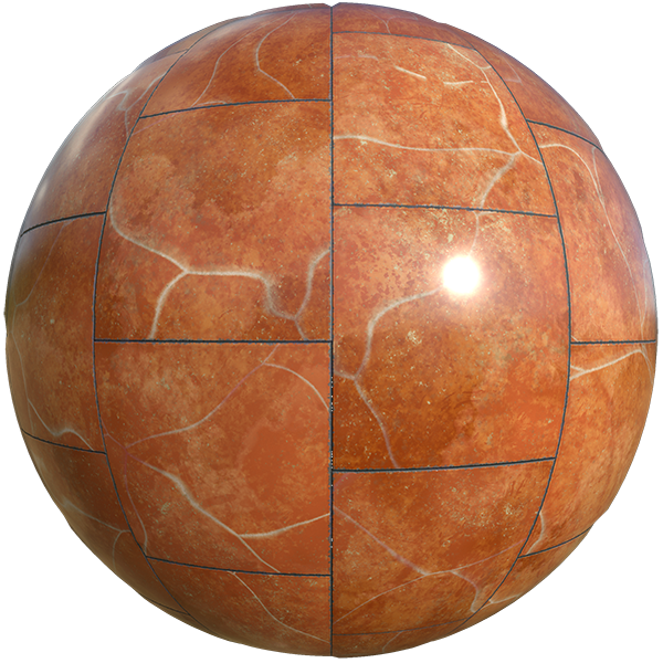 Classical Orange Marble Texture with White Stripes (Sphere)