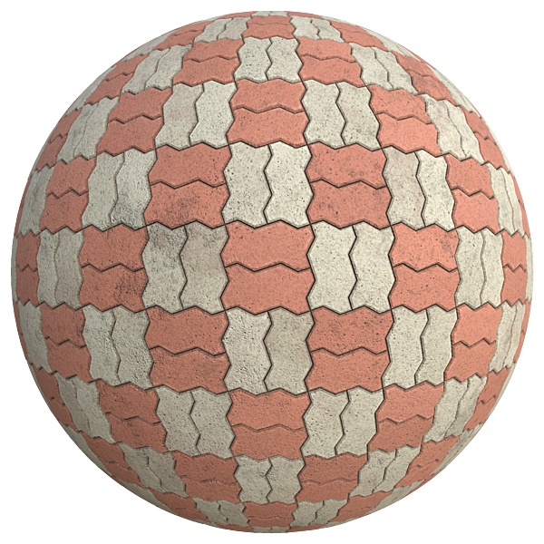 Zigzag Unipaver Blocks in Basketweave with Alternating Colours (Sphere)
