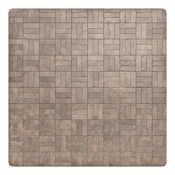 Aged and Dirty Decking Wood Parquet Tile Texture (Plane)