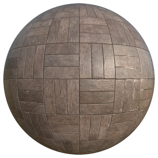 Aged and Dirty Decking Wood Parquet Tile Texture (Sphere)
