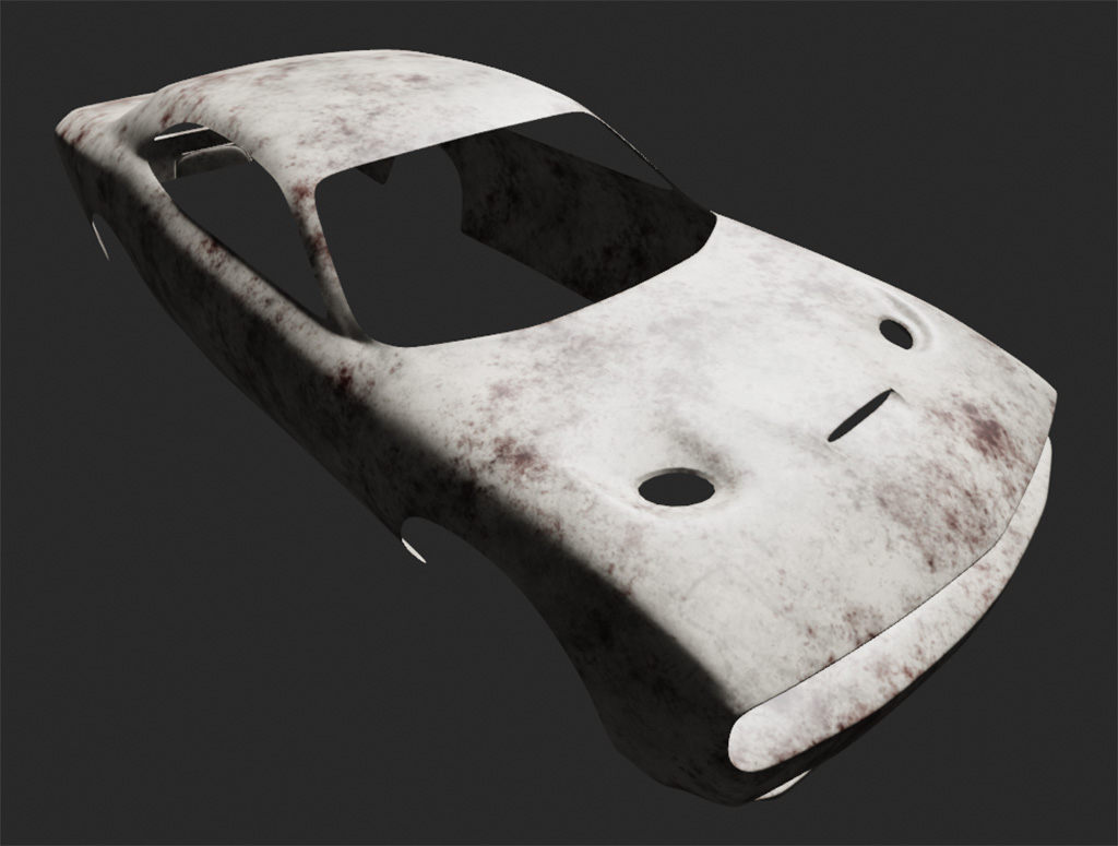 Rendered car model after scaling the Base Color texture map
