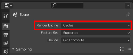 Change render engine to Cycles