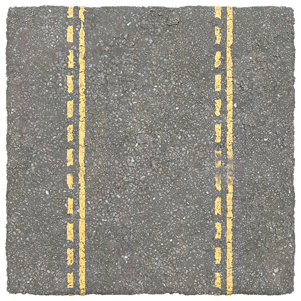 Asphalt Road Texture with Yellow Line Road Markings (Plane)