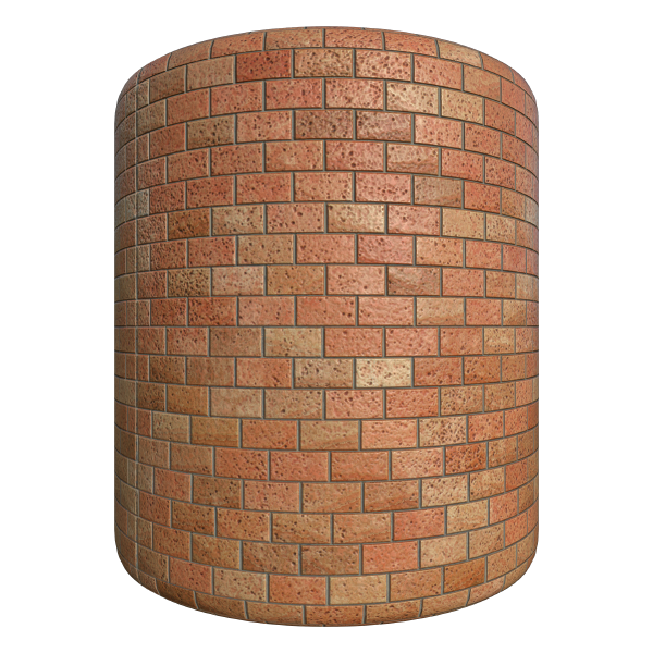 Glossy Red Brick Texture with Pits (Cylinder)