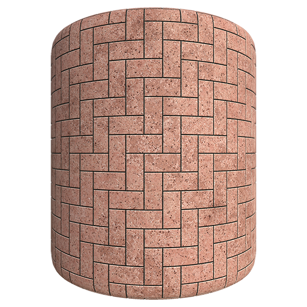 Red Brick Texture in Herringbone Pattern (Cylinder)