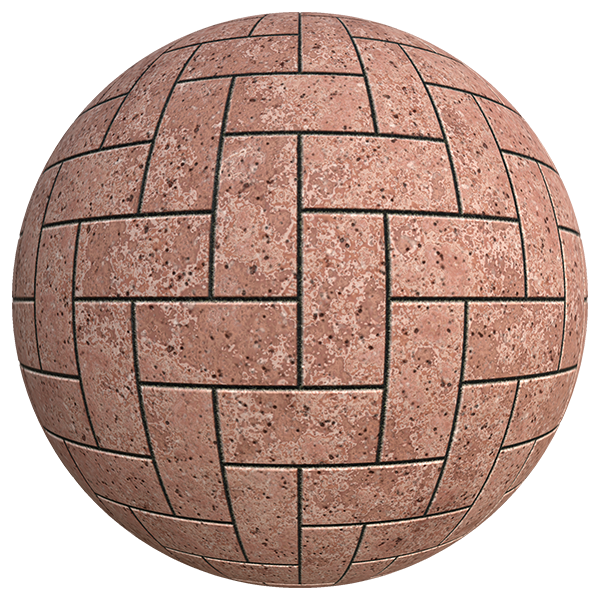 Red Brick Texture in Herringbone Pattern (Sphere)