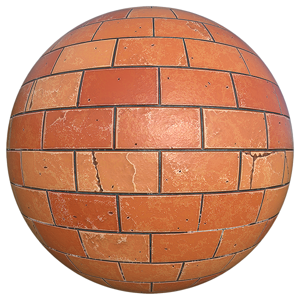 Damaged Red Brick Texture with Cracks (Sphere)