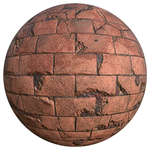 Broken Red Brick Texture with Cracks