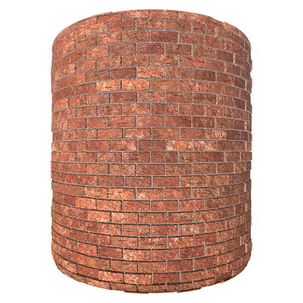 PBR Red Brick Texture with Trowel Marks (Cylinder)