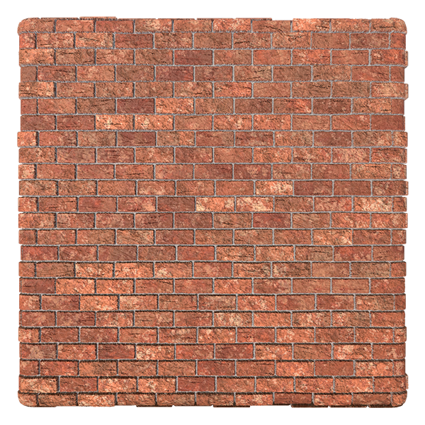 PBR Red Brick Texture with Trowel Marks (Plane)