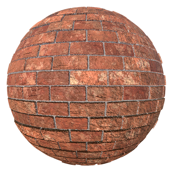 PBR Red Brick Texture with Trowel Marks (Sphere)