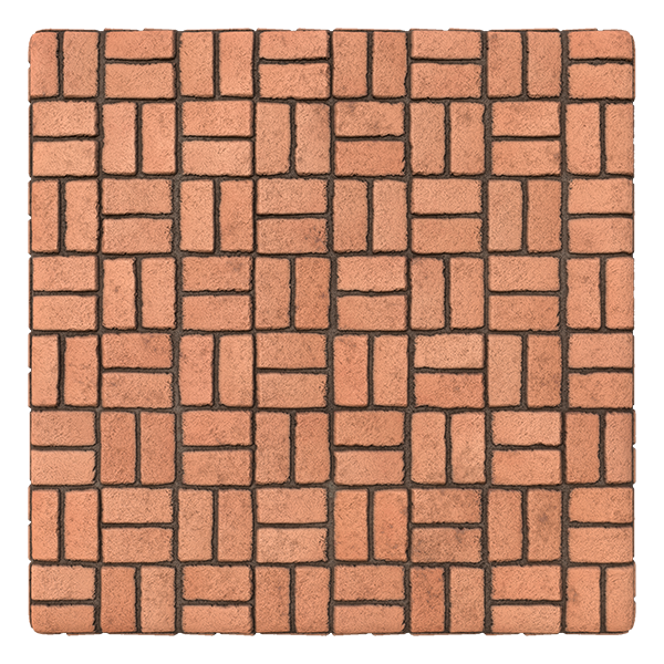 Traditional Red or Orange Brick Texture in Basket Weave Layout (Plane)