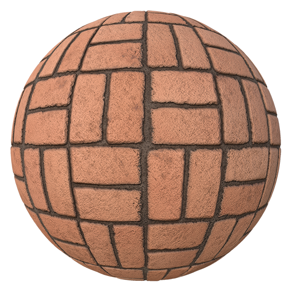 Traditional Red or Orange Brick Texture in Basket Weave Layout (Sphere)