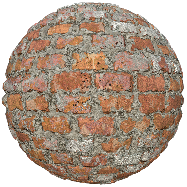 Red Brick Texture Partially Covered by Cement (Sphere)