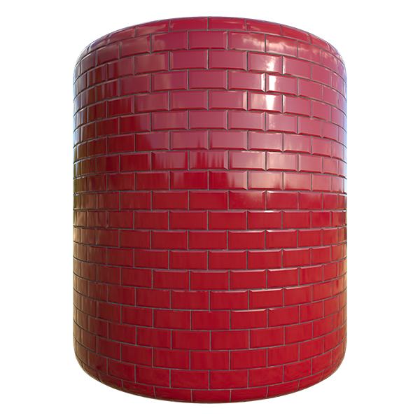 Shiny Red Brick Texture for Wall Decoration (Cylinder)