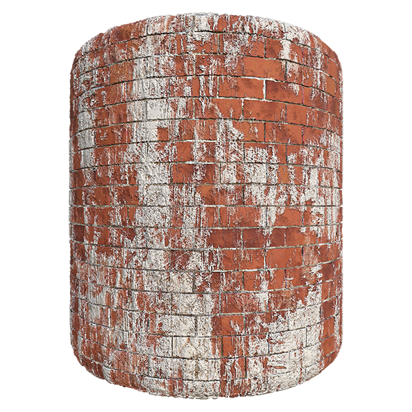 Red Brick Wall Partially Plastered (Cylinder)