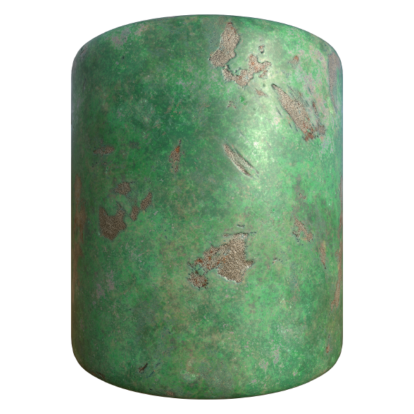 Damaged Green Plaster Wall Texture (Cylinder)