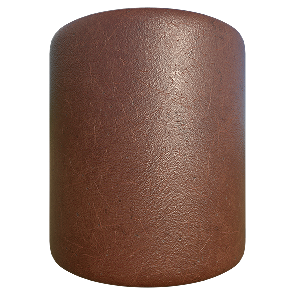 Worn Brown Leather Texture with Scratches and Dents (Cylinder)