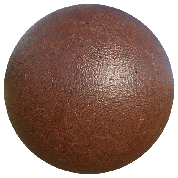 Worn Brown Leather Texture with Scratches and Dents (Sphere)