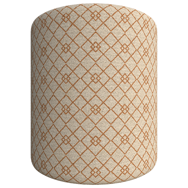 Beige Rug Texture (Carpet) with Orange Diamond Pattern (Cylinder)