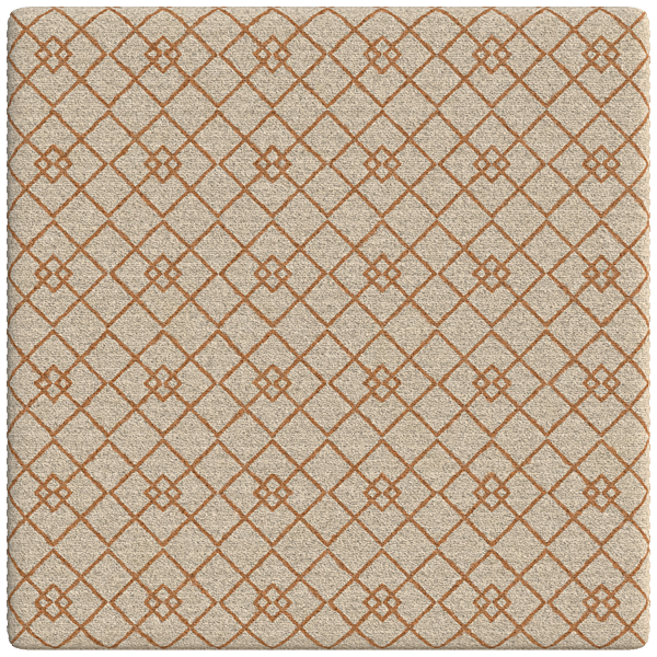 Beige Rug Texture (Carpet) with Orange Diamond Pattern (Plane)
