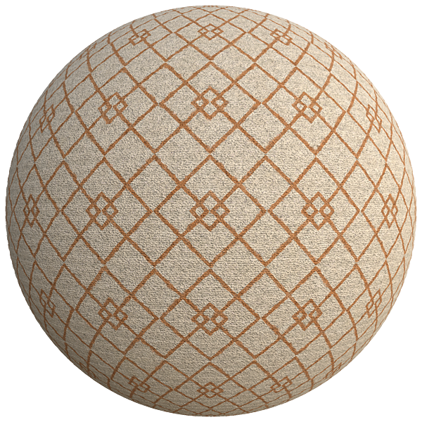 Beige Rug Texture (Carpet) with Orange Diamond Pattern (Sphere)