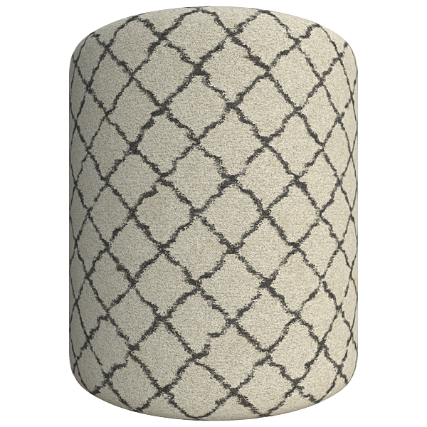 Beige Rug (Carpet) with Brown Zigzag Diamond Pattern (Cylinder)