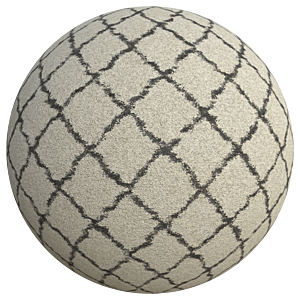 Beige Rug (Carpet) with Brown Zigzag Diamond Pattern