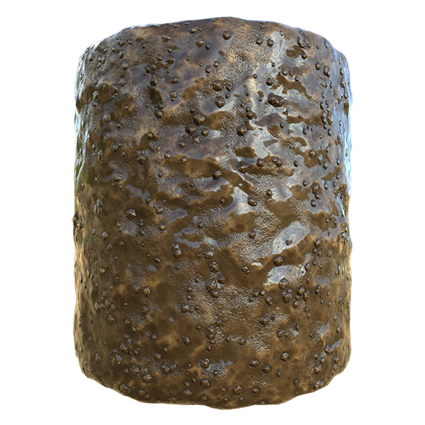 Swampy and Muddy Ground Texture with Rocks and Pebbles (Cylinder)