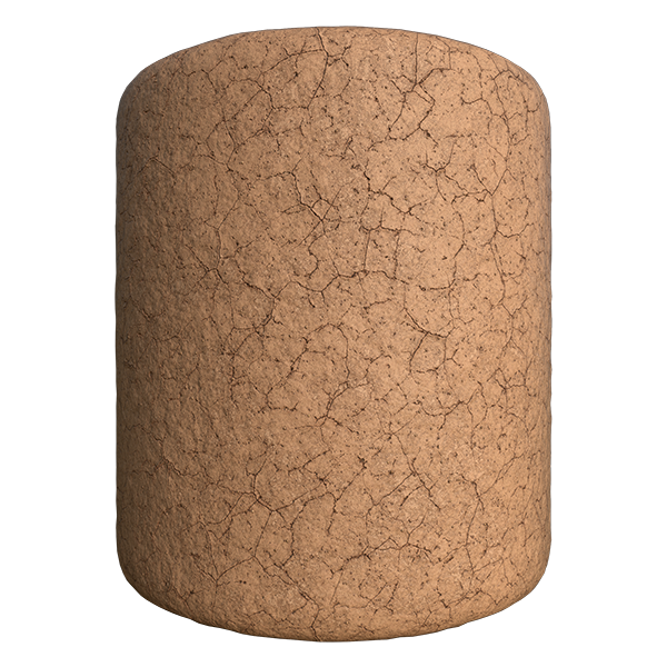 Dry Muddy Ground Texture with Cracks Everywhere (Cylinder)
