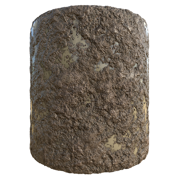 Muddy Ground Texture with Puddles (Cylinder)