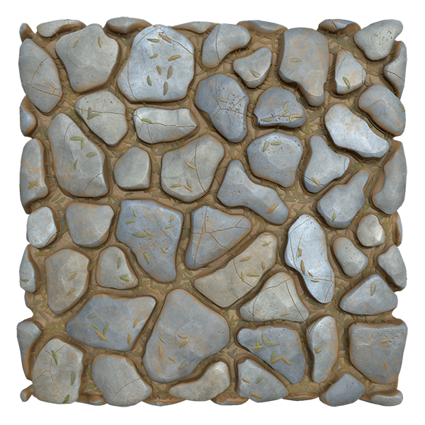 Cobblestone Texture with Fallen Leaves (Plane)