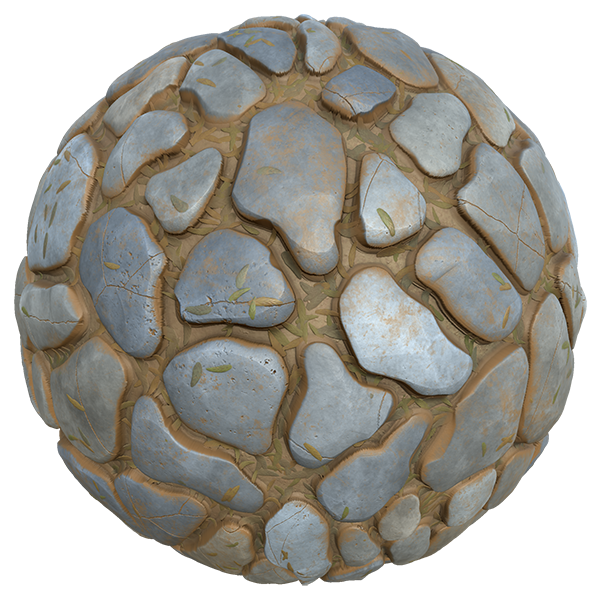 Cobblestone Texture with Fallen Leaves (Sphere)