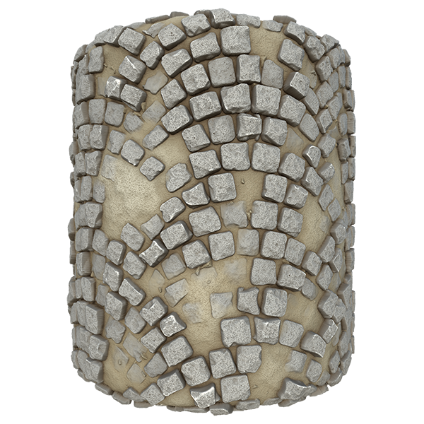 Fan Shape Cobblestone Pavement Texture (Cylinder)