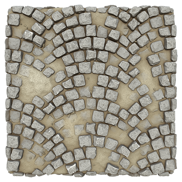 Fan Shape Cobblestone Pavement Texture (Plane)