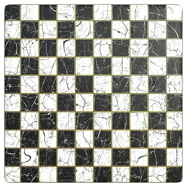 Black and White Checkers with Marble Texture (Plane)