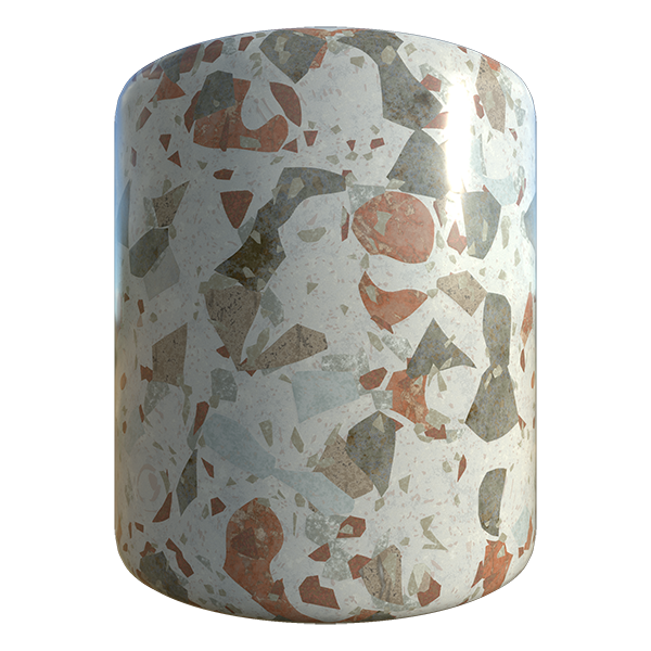 Terrazzo or Marble Texture with Various Colors (Cylinder)