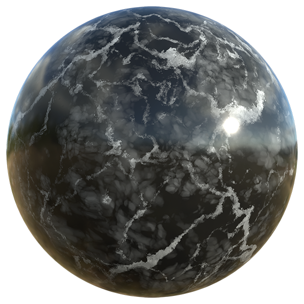 Marble Texture with White Cracks and Black Background (Sphere)