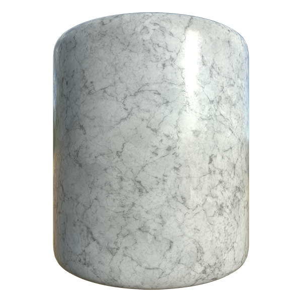 White Marble Texture with Black Cracks (Cylinder)