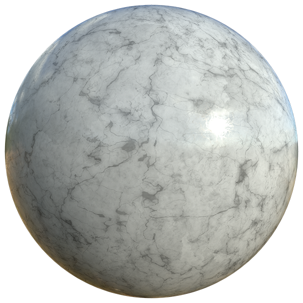 White Marble Texture with Black Cracks (Sphere)
