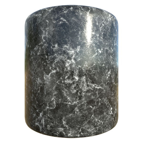 Glossy Black and White Marble Texture (Cylinder)