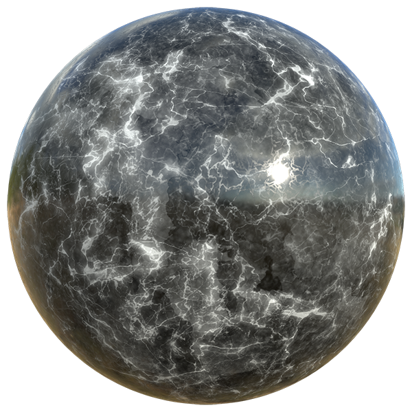 Glossy Black and White Marble Texture (Sphere)