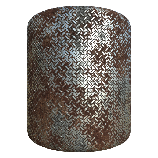 Rusty Metal Treadplate Texture with Cross Pattern (Cylinder)