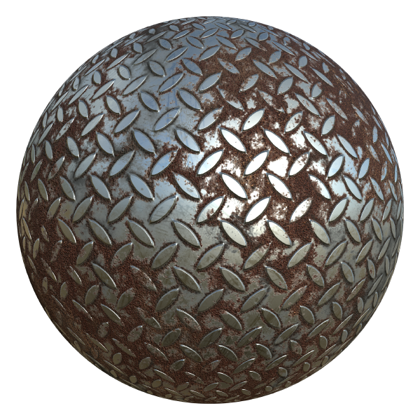 Rusty Metal Treadplate Texture with Cross Pattern (Sphere)