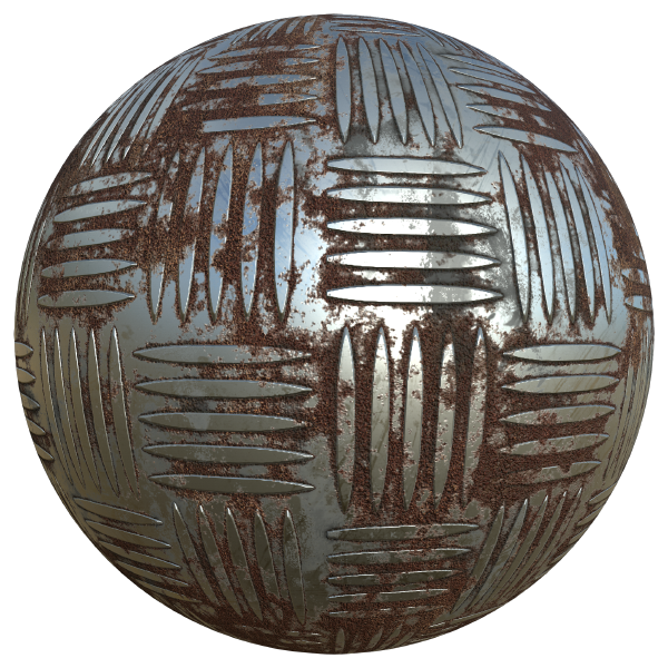 Rusty Metal Treadplate Texture with Classic Pattern (Sphere)