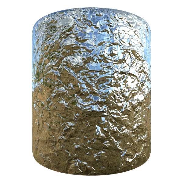 Crumpled or Wrinkled Aluminum Foil Texture (Cylinder)